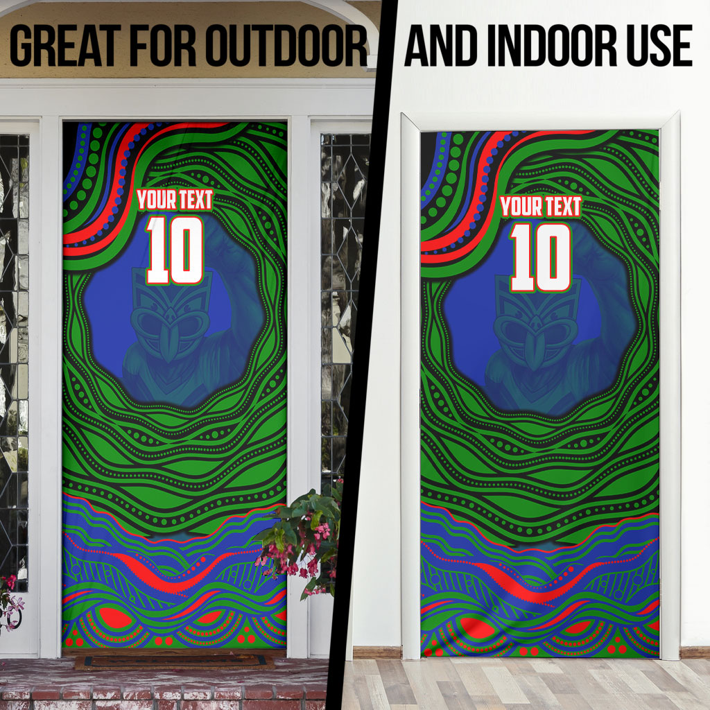Personalized New Zealand Warriors Door Cover Aboriginal Dot Art - Dreamtime Rugby Mascot