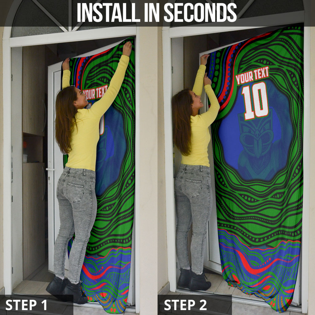 Personalized New Zealand Warriors Door Cover Aboriginal Dot Art - Dreamtime Rugby Mascot