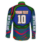 Personalized New Zealand Warriors Family Matching Long Sleeve Bodycon Dress and Hawaiian Shirt Aboriginal Dot Art - Dreamtime Rugby Mascot