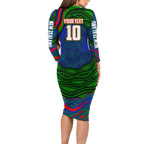 Personalized New Zealand Warriors Family Matching Long Sleeve Bodycon Dress and Hawaiian Shirt Aboriginal Dot Art - Dreamtime Rugby Mascot