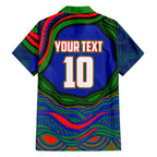 Personalized New Zealand Warriors Family Matching Mermaid Dress and Hawaiian Shirt Aboriginal Dot Art - Dreamtime Rugby Mascot