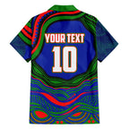 Personalized New Zealand Warriors Family Matching Off Shoulder Short Dress and Hawaiian Shirt Aboriginal Dot Art - Dreamtime Rugby Mascot