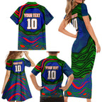 Personalized New Zealand Warriors Family Matching Short Sleeve Bodycon Dress and Hawaiian Shirt Aboriginal Dot Art - Dreamtime Rugby Mascot