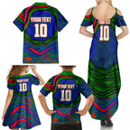 Personalized New Zealand Warriors Family Matching Summer Maxi Dress and Hawaiian Shirt Aboriginal Dot Art - Dreamtime Rugby Mascot