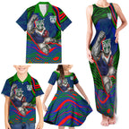 Personalized New Zealand Warriors Family Matching Tank Maxi Dress and Hawaiian Shirt Aboriginal Dot Art - Dreamtime Rugby Mascot