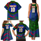 Personalized New Zealand Warriors Family Matching Tank Maxi Dress and Hawaiian Shirt Aboriginal Dot Art - Dreamtime Rugby Mascot