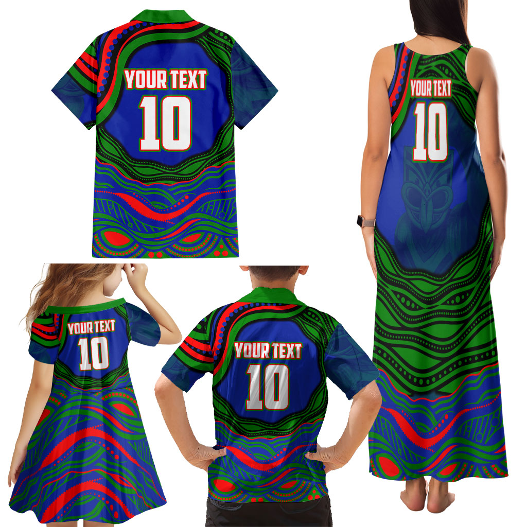 Personalized New Zealand Warriors Family Matching Tank Maxi Dress and Hawaiian Shirt Aboriginal Dot Art - Dreamtime Rugby Mascot
