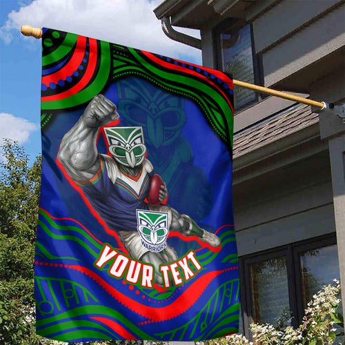 Personalized New Zealand Warriors Garden Flag Aboriginal Dot Art - Dreamtime Rugby Mascot