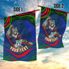 Personalized New Zealand Warriors Garden Flag Aboriginal Dot Art - Dreamtime Rugby Mascot