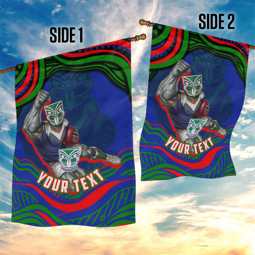 Personalized New Zealand Warriors Garden Flag Aboriginal Dot Art - Dreamtime Rugby Mascot