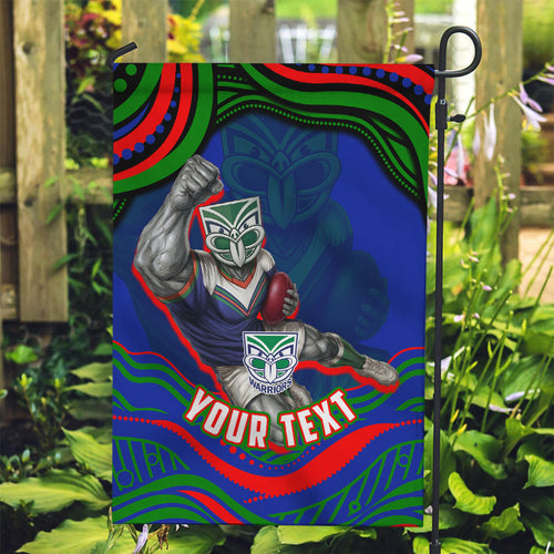 Personalized New Zealand Warriors Garden Flag Aboriginal Dot Art - Dreamtime Rugby Mascot