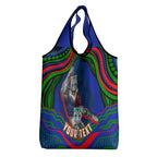 Personalized New Zealand Warriors Grocery Bag Aboriginal Dot Art - Dreamtime Rugby Mascot