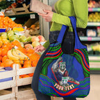 Personalized New Zealand Warriors Grocery Bag Aboriginal Dot Art - Dreamtime Rugby Mascot