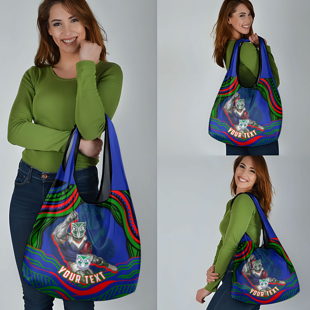 Personalized New Zealand Warriors Grocery Bag Aboriginal Dot Art - Dreamtime Rugby Mascot