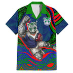Personalized New Zealand Warriors Hawaiian Shirt Aboriginal Dot Art - Dreamtime Rugby Mascot