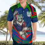 Personalized New Zealand Warriors Hawaiian Shirt Aboriginal Dot Art - Dreamtime Rugby Mascot