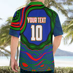 Personalized New Zealand Warriors Hawaiian Shirt Aboriginal Dot Art - Dreamtime Rugby Mascot