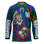 Personalized New Zealand Warriors Hockey Jersey Aboriginal Dot Art - Dreamtime Rugby Mascot