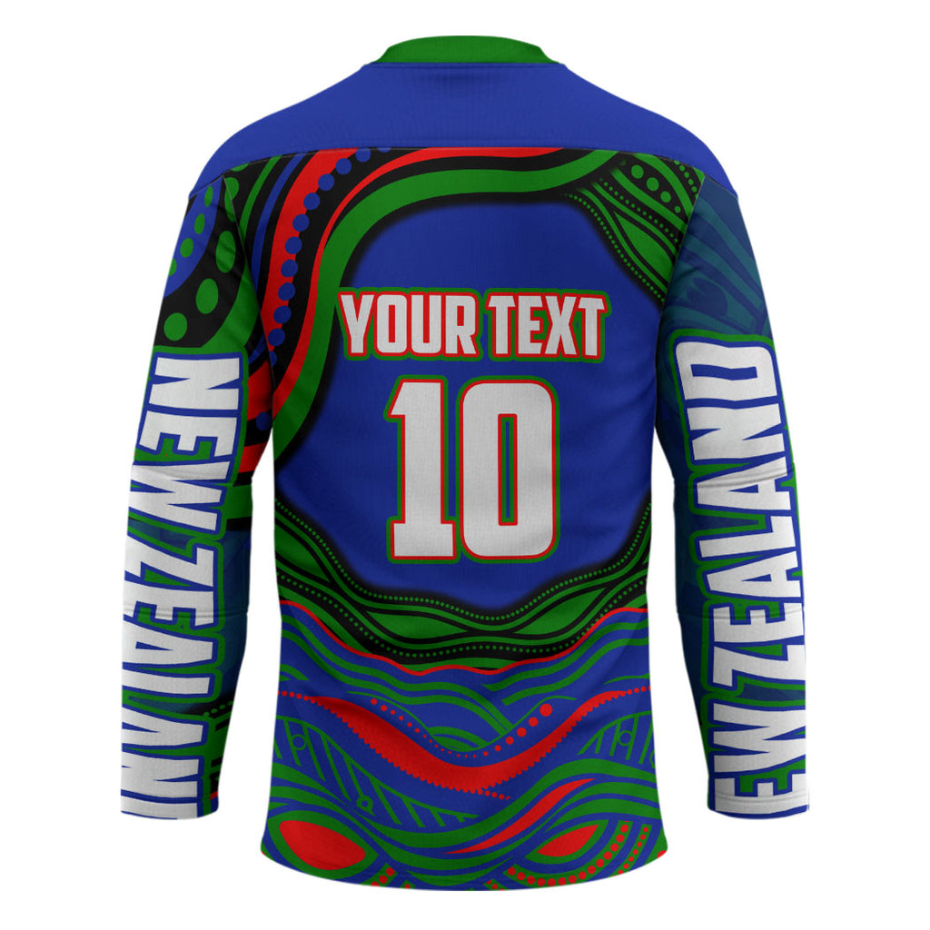 Personalized New Zealand Warriors Hockey Jersey Aboriginal Dot Art - Dreamtime Rugby Mascot