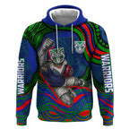 Personalized New Zealand Warriors Hoodie Aboriginal Dot Art - Dreamtime Rugby Mascot