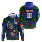 Personalized New Zealand Warriors Hoodie Aboriginal Dot Art - Dreamtime Rugby Mascot
