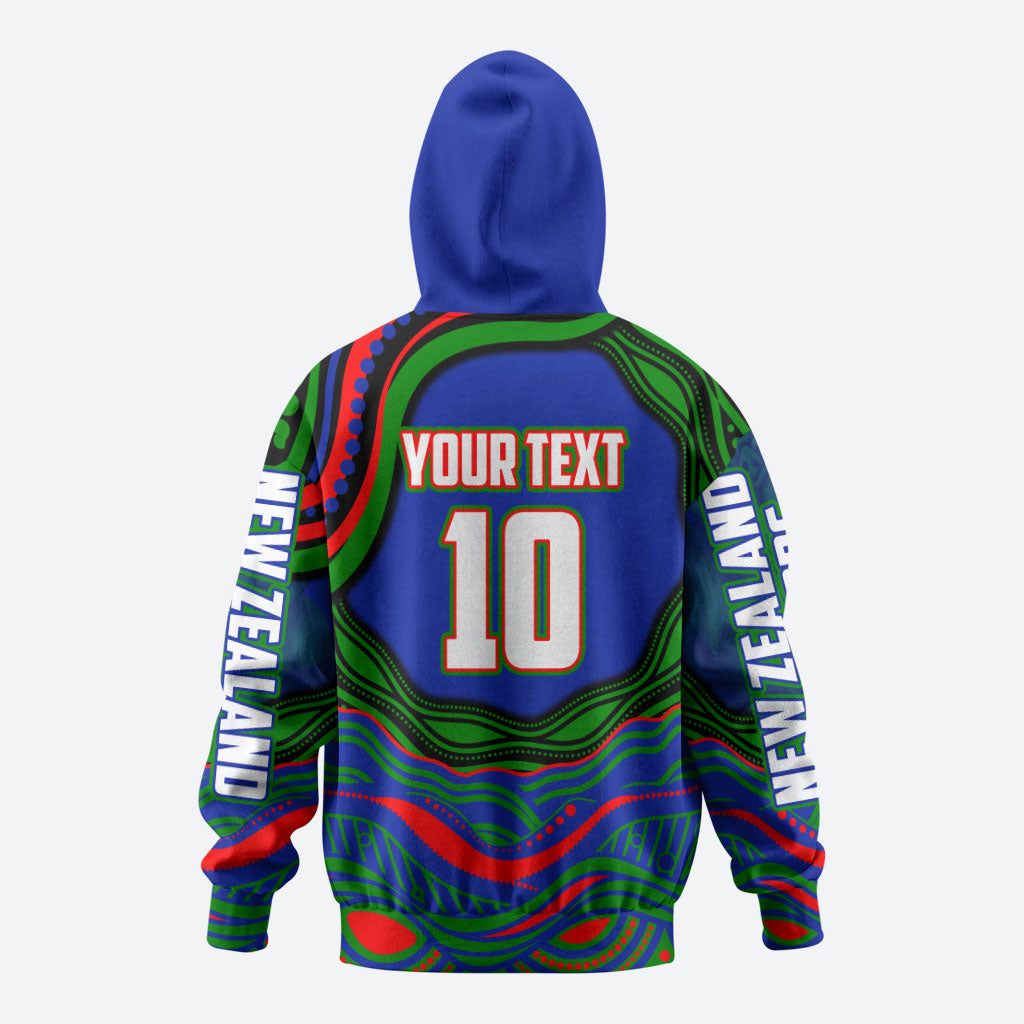 Personalized New Zealand Warriors Hoodie Aboriginal Dot Art - Dreamtime Rugby Mascot