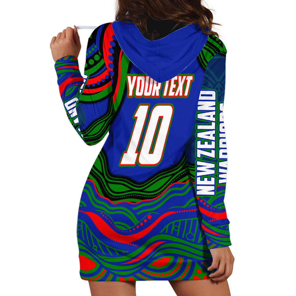 Personalized New Zealand Warriors Hoodie Dress Aboriginal Dot Art - Dreamtime Rugby Mascot