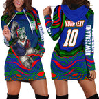 Personalized New Zealand Warriors Hoodie Dress Aboriginal Dot Art - Dreamtime Rugby Mascot
