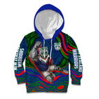 Personalized New Zealand Warriors Kid Hoodie Aboriginal Dot Art - Dreamtime Rugby Mascot