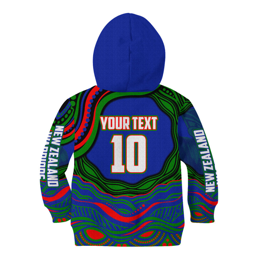 Personalized New Zealand Warriors Kid Hoodie Aboriginal Dot Art - Dreamtime Rugby Mascot