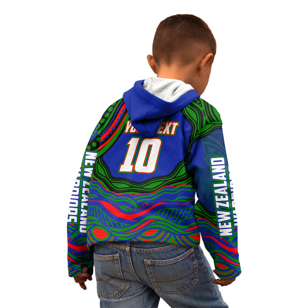 Personalized New Zealand Warriors Kid Hoodie Aboriginal Dot Art - Dreamtime Rugby Mascot