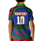 Personalized New Zealand Warriors Kid Polo Shirt Aboriginal Dot Art - Dreamtime Rugby Mascot