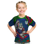 Personalized New Zealand Warriors Kid T Shirt Aboriginal Dot Art - Dreamtime Rugby Mascot