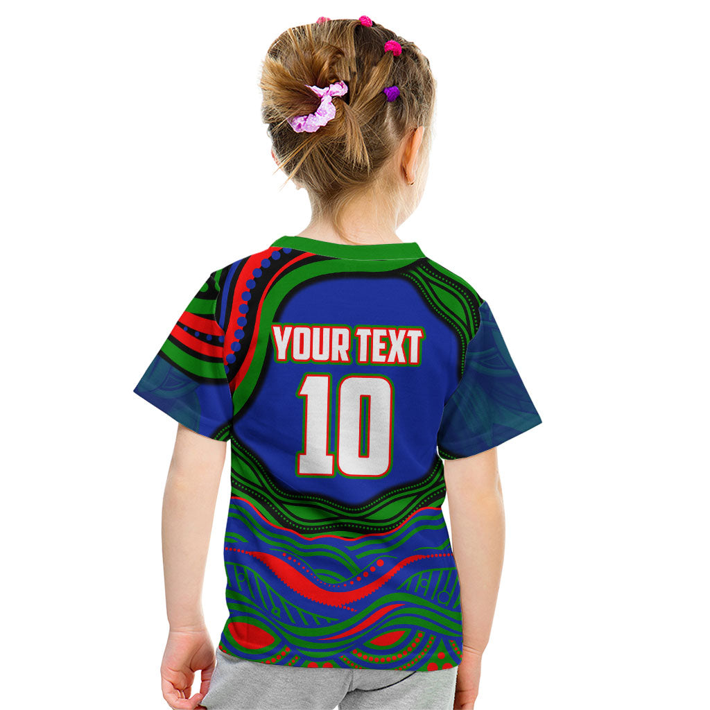 Personalized New Zealand Warriors Kid T Shirt Aboriginal Dot Art - Dreamtime Rugby Mascot