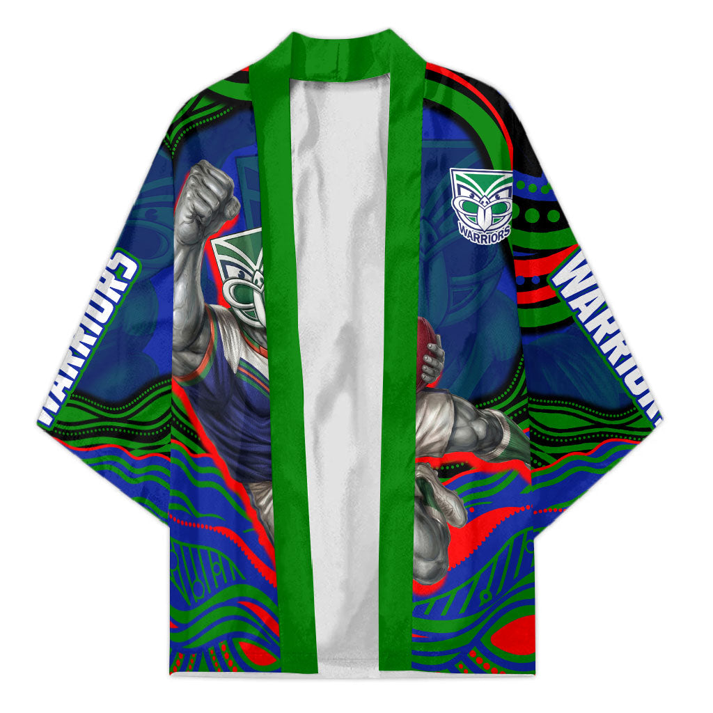Personalized New Zealand Warriors Kimono Aboriginal Dot Art - Dreamtime Rugby Mascot