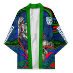 Personalized New Zealand Warriors Kimono Aboriginal Dot Art - Dreamtime Rugby Mascot