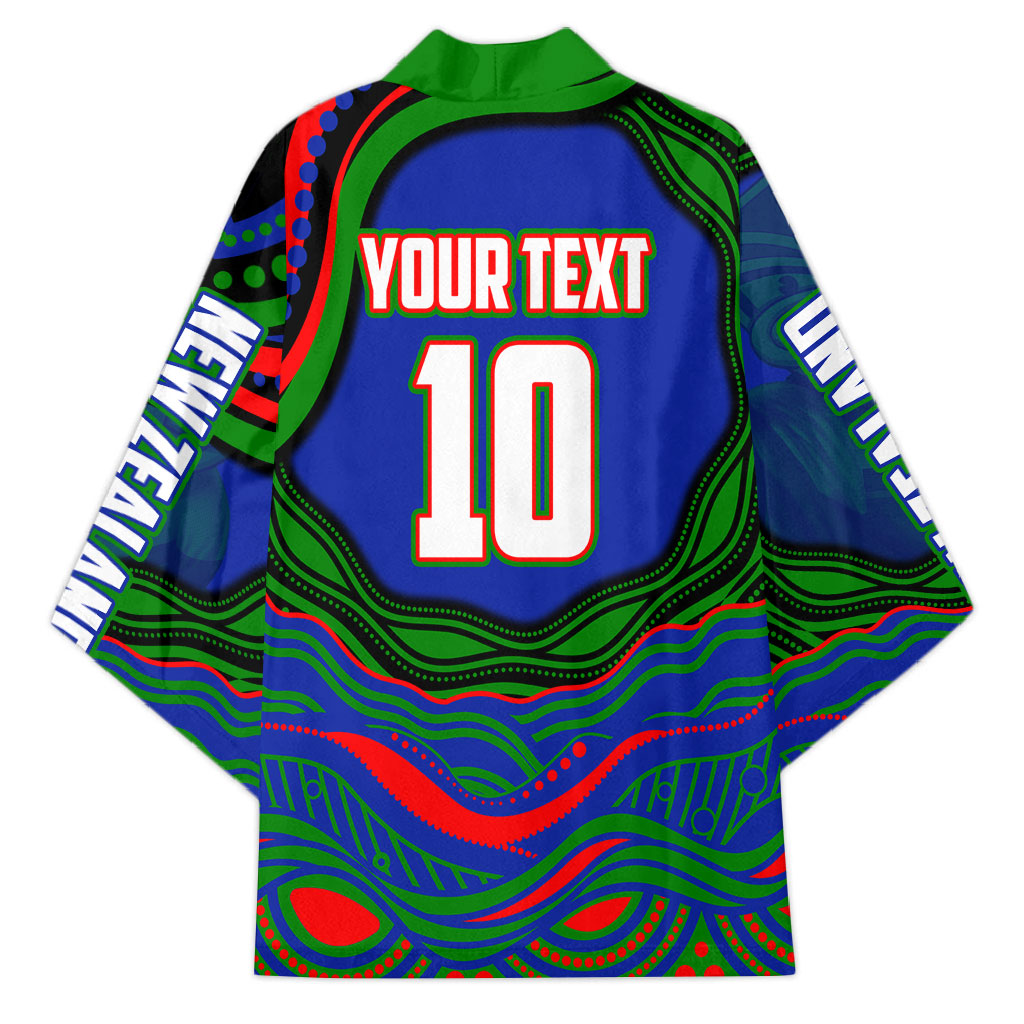 Personalized New Zealand Warriors Kimono Aboriginal Dot Art - Dreamtime Rugby Mascot