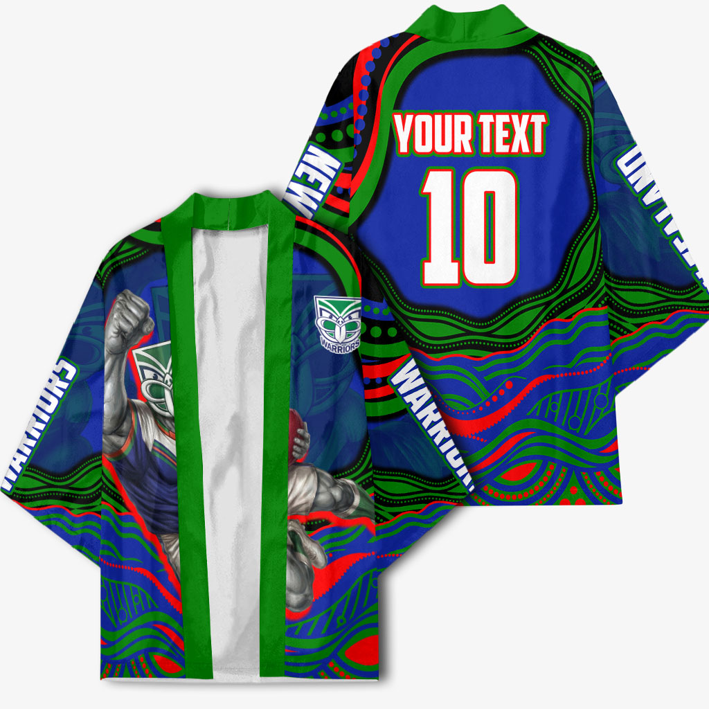 Personalized New Zealand Warriors Kimono Aboriginal Dot Art - Dreamtime Rugby Mascot