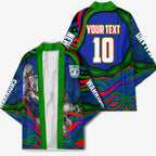 Personalized New Zealand Warriors Kimono Aboriginal Dot Art - Dreamtime Rugby Mascot