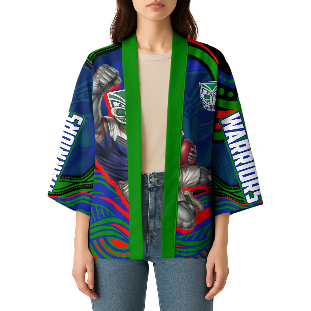 Personalized New Zealand Warriors Kimono Aboriginal Dot Art - Dreamtime Rugby Mascot