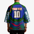 Personalized New Zealand Warriors Kimono Aboriginal Dot Art - Dreamtime Rugby Mascot