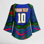 Personalized New Zealand Warriors Kimono Sleeve Blouse Aboriginal Dot Art - Dreamtime Rugby Mascot