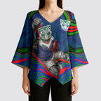 Personalized New Zealand Warriors Kimono Sleeve Blouse Aboriginal Dot Art - Dreamtime Rugby Mascot