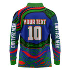 Personalized New Zealand Warriors Long Sleeve Polo Shirt Aboriginal Dot Art - Dreamtime Rugby Mascot