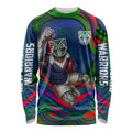 Personalized New Zealand Warriors Long Sleeve Shirt Aboriginal Dot Art - Dreamtime Rugby Mascot