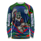 Personalized New Zealand Warriors Long Sleeve Shirt Aboriginal Dot Art - Dreamtime Rugby Mascot