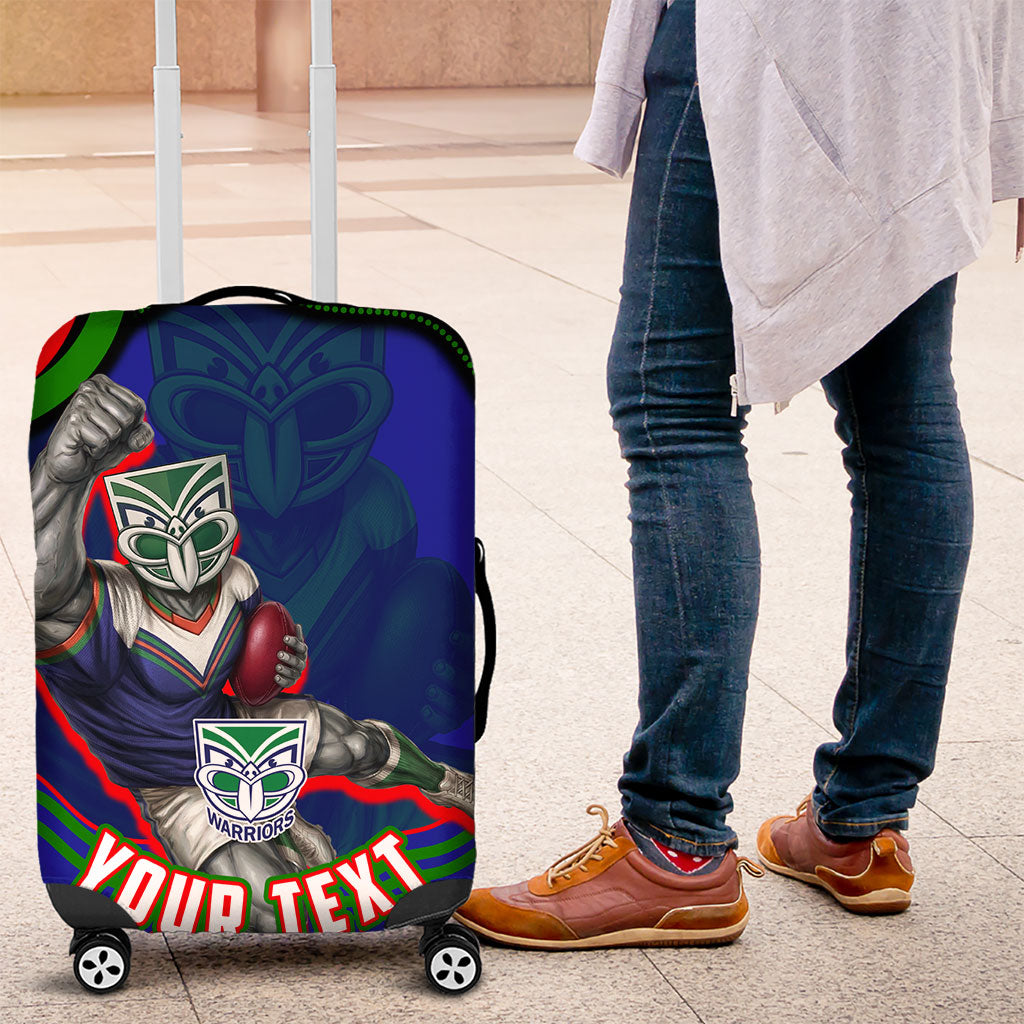 Personalized New Zealand Warriors Luggage Cover Aboriginal Dot Art - Dreamtime Rugby Mascot