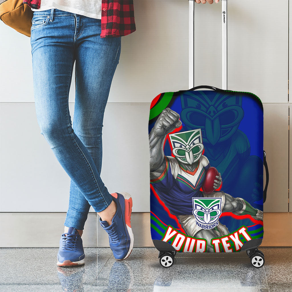 Personalized New Zealand Warriors Luggage Cover Aboriginal Dot Art - Dreamtime Rugby Mascot