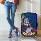 Personalized New Zealand Warriors Luggage Cover Aboriginal Dot Art - Dreamtime Rugby Mascot
