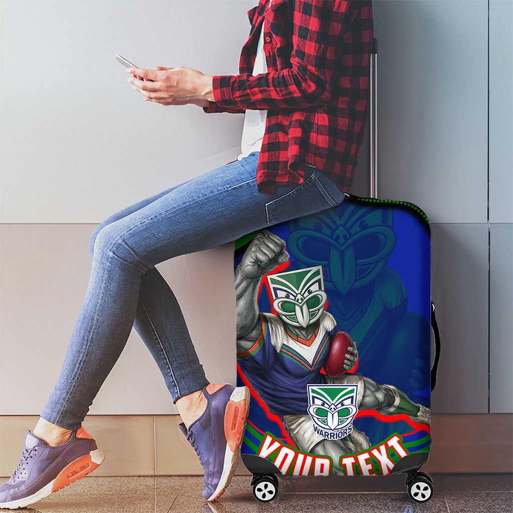 Personalized New Zealand Warriors Luggage Cover Aboriginal Dot Art - Dreamtime Rugby Mascot